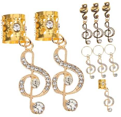 WRITWAA 9stücke Haarschmuck Anhänger Für Zöpfe Dreadlocks-accessoires Im Noten-stil Robuste Haar-charms Für Verschiedene Anlässe Und Haarfarben