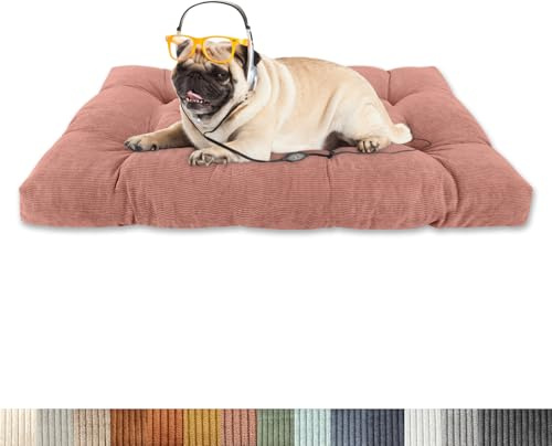 Lsjoaw Orthopädisches Hundebett 50x40x8cm Cordstoff Dog Bed Kleine Hundesofa Plüsch Hundekissen Grosse Hunde Hundecouch rutschfest Unterseite Mittelgroße Hundekörbchen Rosa