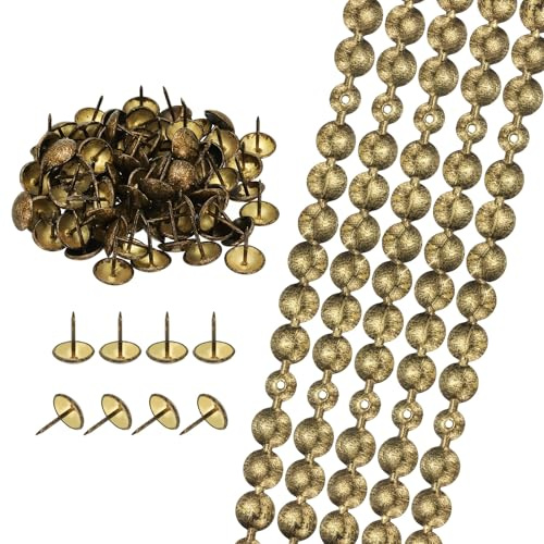 sourcing map Lot de 10 bandes de punaises d'ameublement de 1 m pour canapé, tête de lit, meubles à faire soi-même avec clous d'ameublement (16 mm, rétro)