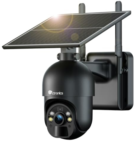Ctronics 3G/4G LTE Überwachungskamera mit SIM Karte,4G Outdoor Kamera Solar | 2,5K HD PTZ, 2-Wege-Audio, PIR-Menschenerkennung, 355°/90° Solarkamera kompatibel mit Telefon/Tablet/PC IP66