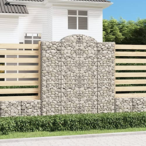 HaoChrymec Gabbione ad Arco in Ferro Zincato, Struttura Metallica per Pietre Decorativa, Barriera Fonoassorbente da Giardino, Gabbione Pietra Cestino, 200 x 50 x 220/240 cm