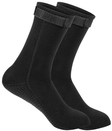 LOVSSU Neopren Tauchsocken Neoprensocken 3,0 mm 5 mm Neoprenanzugschuhe Warme Surf-Schwimmsocken Elastizität Strandstiefel rutschfeste Socken for Schnorcheln Tauchen Fur Tauchsocken(5MM Black,S)