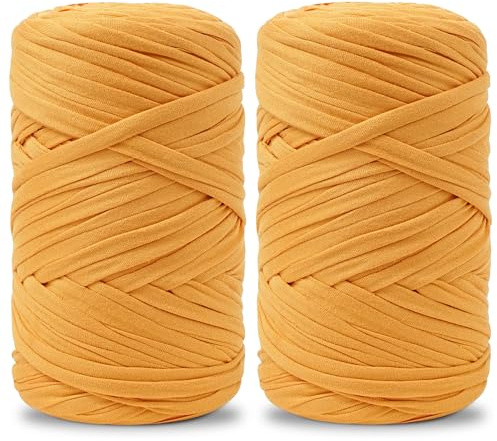 Vincona Fettuccia per Borse a Uncinetto 2x200g, Cordino per Borse Uncinetto, Adatto per Borse all'uncinetto, Cestini, Arazzi, Decorazioni per la Casa, Artigianato fai da te-Gamboge 20