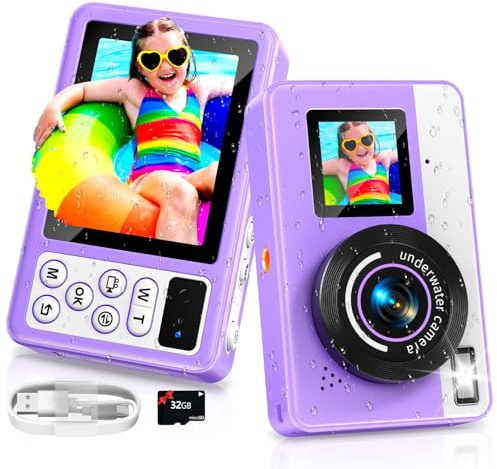 Maxmango D70 4K 10FT Unterwasserkamera , 2,8'' Dual-Kamera mit 32-GB-Karte, 18X Wasserdichte Digitalkamera für Schwimmen ,Schnorcheln und Urlaub