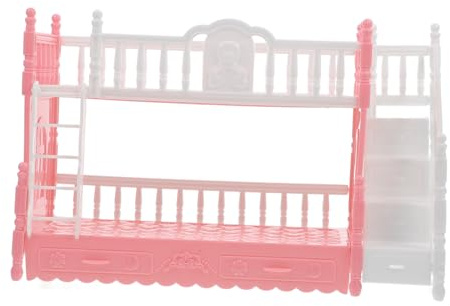 FIXOSHEE Miniatur Etagenbett Modell Puppenhausmöbel mit Leiter Klassisch 16cm Puppenhaus Schlafzimmer Dekoration