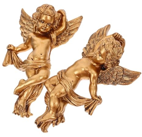 VICASKY 2 Stück Teiliges Engel Wandrelief aus Resin Detaillierte Engel Skulptur zur Wanddekoration Stilvolle Wandfigur für Wohnzimmer Schlafzimmer Flur Geeignet für Innen Außenbereich
