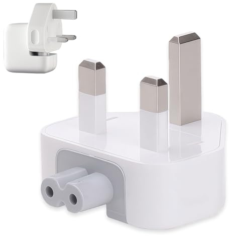 UK Plug for Macbook Charger Adapter 3-Pin AC Power Adapter Wall Plug Replacement - Duckhead 3 Pins Converter Compatible with MacBooks Pro Air iBook iPod iPad iPhone Power Adapter etc (White)