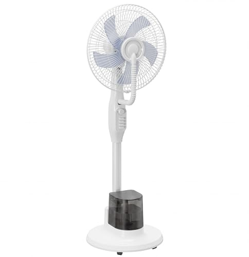 HOMCOM 90 W dimfläkt, 128 cm stående fläkt med 70° oscillation, 3 hastigheter, 3,5 L vattentank, 5 hjul, för hem, kontor, vit