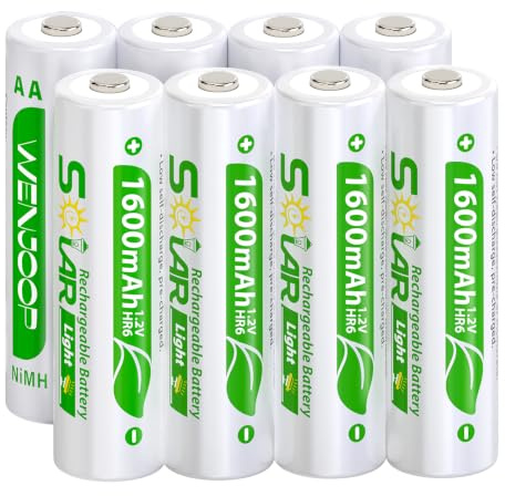 8 Pack AA Rechargeable Batteries for Solar Lights
