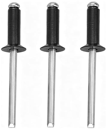 100 Stück Senkkopf Blindnieten 4,8X10mm, Aluminiumkopf Eisendorn Nieten, Schwarz Popnieten für Metall, Möbel, Auto, Moto, Schiffe, Instrumente
