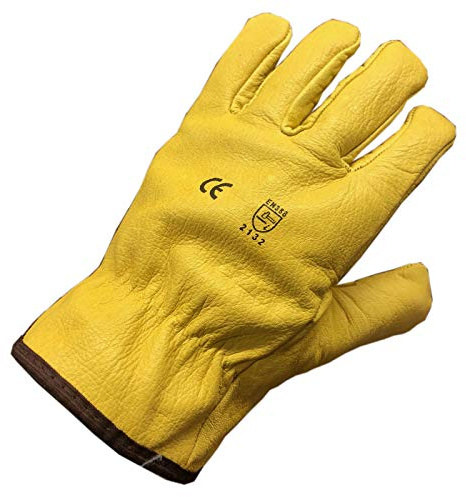 Himalayan H310 Paire de gants thermiques d'hiver en cuir doublé polaire pour homme Jaune Taille M