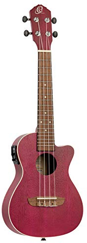 Ortega Guitars Konzert Ukulele Elektro-Akustisch – Earth Series – mit Cutaway – Okoume, Beerenfarben (RURUBY-CE)