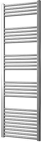 Greened House Chrome Heated Towel Rail 500mm W x 1600mm H | Flat, Central Heating, Towel Radiator, Straight, Bathroom