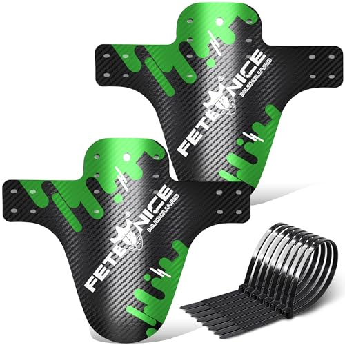 FETESNICE 2er Set Mountainbike Schutzblech in Carbon Optik | Universal für 20–29 Zoll (Vorne & Hinten) | Robustes PP-Material & Schnelle Montage für MTB, E-Bike & Citybike