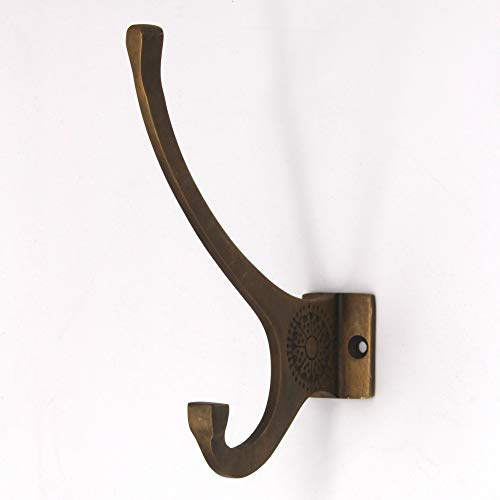 Wandhaken Garderobenhaken Kleiderhaken mit Schrauben, Messing patiniert, vintage antik Haken