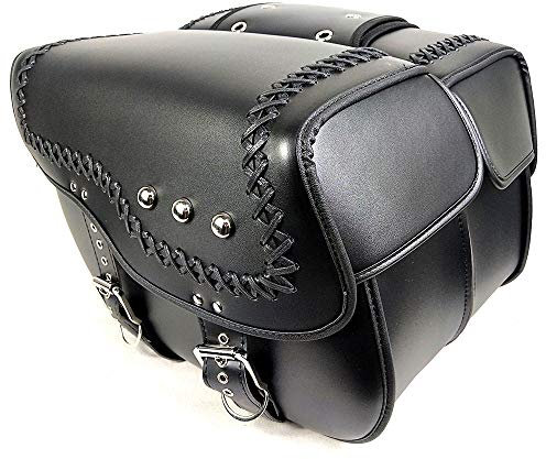 Verschleißfeste Leder Motorrad Satteltasche Set - 2 Stück wasserdichte verdickte Satteltaschen, Werkzeugtasche mit Beschlagteilen
