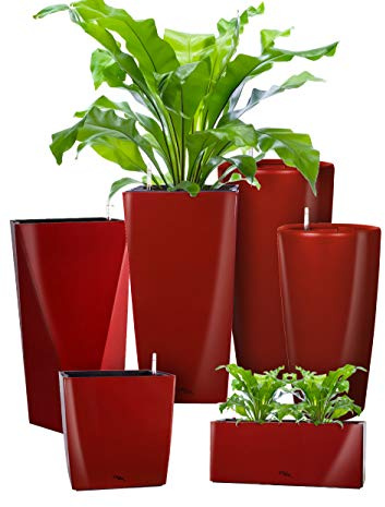Pflanzwerk® ÖKOSYSTEM Pflanzkübel TUB - Blumentöpfe Übertöpfe mit BEWÄSSERUNGSSYSTEM - 20x50x20cm Shiny ROT *Indoor & Outdoor Blumenkübel* *UV-Schutz* *Premium Markenqualität*