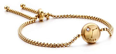 Qings Golden Constellation Bracelet Charm Zodiac Adjustable Bracelet Aries