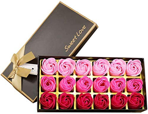 18pcs savon rose fleur - savon parfumé à la fleur rose fleur - savon à l'huile essentielle de plante, cadeau pour anniversaire/anniversaire/mariage / (rose rouge)