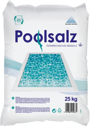 Salinen Austria 6 x POOLSALZ 25kg für Salzwasser-Pool & Schwimmbad I hochreines Siedesalz, 99,9% NaCI I schnell löslich, geeignet für alle Salz-Elektrolyseanlagen/Chlorinatoren