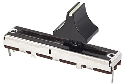 sourcing map Fader Variable Widerstände Mixer 45mm Gerade Rutsche Potentiometer B10K Ohm Schwarz Weiß Knöpfe