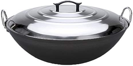 ksamwjf Cast Iron Wok Pan Large Iron Pan Extra Large Pot Old-Fashioned Thick Cast Iron Pan Canteen Cooking Cooked Iron Pan Oversized Infinite Wok,45CM