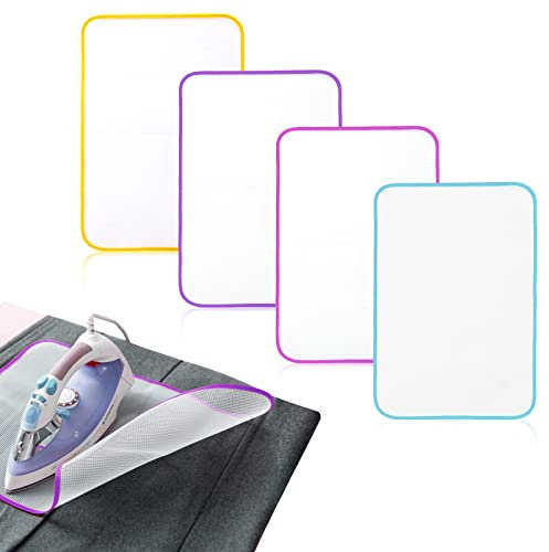 QESSUVNC 4 Pack Bügeltuch Mesh-Bügelunterlage Schutzbügel Tuch Bügeltuch Bügelpolster Tuch-Abdeckung Auflage zum Bügeln von Empfindlichen Stoffen(50 x 35 cm, Zufällige Farbe)