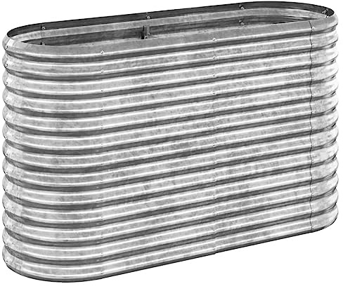 vidaXL Odlingslåda pulverlackerat stål 114x40x68 cm silver, blomlåda, blomkruka, trädgårdsplantor, blomlådor, blomkrukor, trädgårdskruka