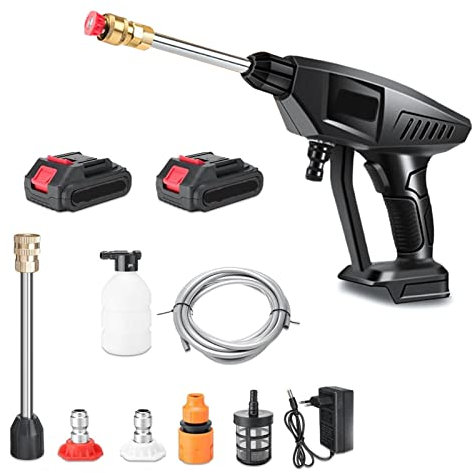 SHUIYUE Lavadora de Alta presión,Lavadora a presión inalámbrica, 120PSI Limpiador a presión portátil de Mano con batería y Cargador 24V