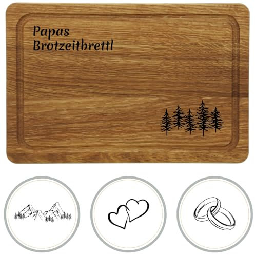 HOFMEISTER® Premium Schneidebrett Holz, Personalisierte Geschenke für Männer - Hochzeitsgeschenk - Geburtstagsgeschenk - Partner Geschenk, Grillzubehör, Eichenholz