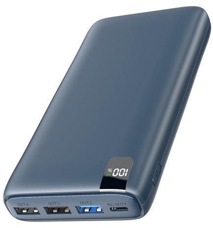 Batteria Esterna 27000mah Power Bank - Hiluckey Caricatore Portatile con Display Digitale LED 22.5W Ricarica Rapida PD USB C Powerbank con 4 Uscita per Smartphones Tablet