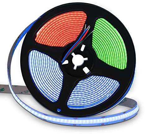 NEELED RGB COB LED Streifen mit 768 LEDs/M flexibler RGB LED Strip DC24V dimmbar und selbstklebend 14W/M LED Band 5m IP20 mehrfarbig. LED Strip ohne Netzteil
