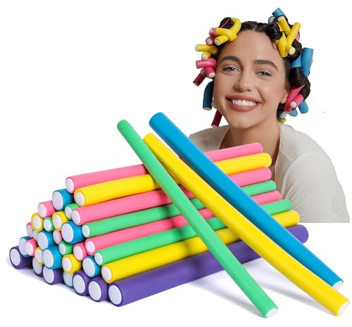xnicx 35Stück 9.45 Papilotten Lockenwickler Grosse Locken Ohne Hitze, Hair Rollers Heatless Curls Lockenwickler über Nacht Stäbe Papilotten Kleine Locken über Nacht,für kurze Mittleres Lange Haare