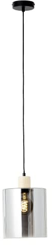 Lightbox höhenvertsellbare Hängelampe - elgante Rauchglas Pendelleuchte - | elegante Rauchglas Hängelampe, höhenverstellbar, Ø 20 cm, E27 max. 40W