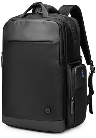 VINBAGGE Wasserdicht Anti Diebstahl Rucksack 15,6 Zol Laptop Rucksack Herren mit USB-Anschluss Schulrucksack Großer Business Notebook Backpack für Arbeit Reisen Männer Jungen - Schwarz
