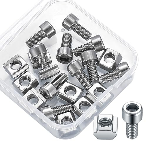 Tuerca Deslizante M5 Serie 2020, Tipo B T-Nuts de Acero Inoxidable con Tornillo Hexagonal Interno para Ranura de Extrusión de Perfil de Aluminio Estándar Serie 20