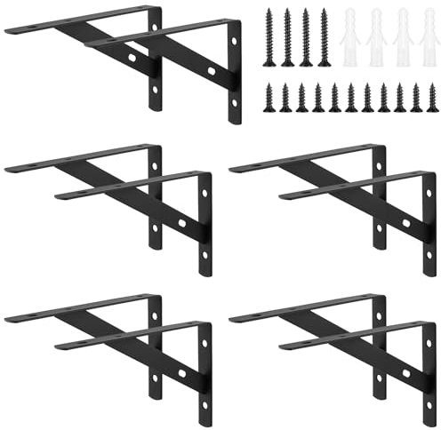 YIXNSW 10 Stück 150x95mm Regalhalterung Schwarz Regalwinkel Schwerlastträger Wandhalterung Regal Regalhalterungen für Wandmontage, Bücherregale und Wohnräume