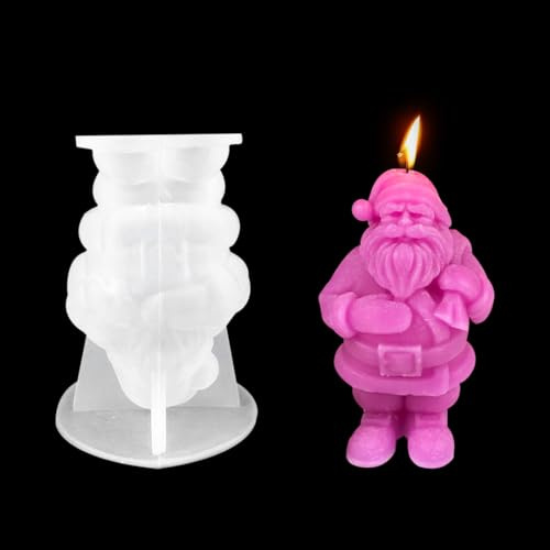 Zayookey Kerzen Silikonformen Weihnachtsmann 3D Weihnachten Kerzenformen Silikon Kerzengießform Weihnachten Aromatherapie Kerze Form Harz Form für Weihnachten Deko (Stehende Weihnachtsmann)