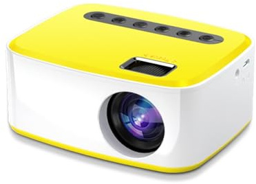 Mini Wireless Mobile Projector, Portable LED Projector, High-definition Projection, Small Projector Suitable for Outdoor Camping, Dormitories, Families, Gatherings (Yellow white - same screen)