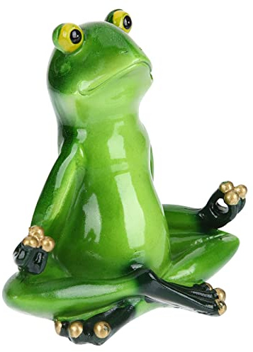 MUCKLILY Yoga Frosch Figur aus Kunstharz als Kreative Schreibtischdekoration und Büroschmuck in Grün für Home und Office