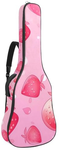 Generisch Tasche für Akustikgitarre, Universaltasche für 40/41/42 Zoll Gitarre mit wasserdichter Gigbag, Rosa Obst Muster, mehrfarbig, 42.9x16.9x4.7 in, Gitarrentasche, jtb-001-1