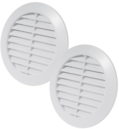 Vent Systems 2 piezas de cubiertas de ventilación de 90 mm blancas – rejillas de ventilación redondas – Rejilla de ventilación – Protección contra insectos integrada – Orificios de ventilación HVAC