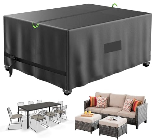 Neuradical Garden Furniture Cover - Waterproof Patio Sofa Covers, Oxford Fabric Cover for Outdoor Table & Chairs, Outside Cube Rattan Set Covers with Air Vent, Anti-UV - Tear Resistant 215x215x90cm