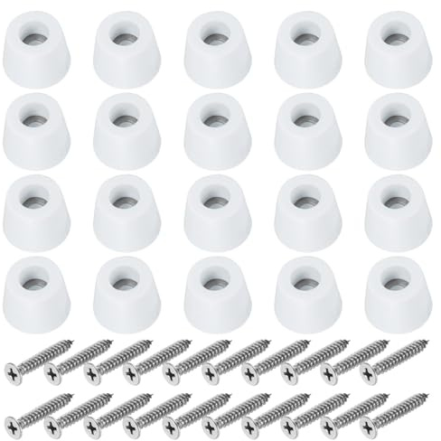 PATIKIL Cutting Board Feet,20 Pieces Non Slip Rubber Feet Bumpers with 304 Stainless Steel Screws for Cutting Board Furniture Chairs Desks 0.89Wx0.63H, White