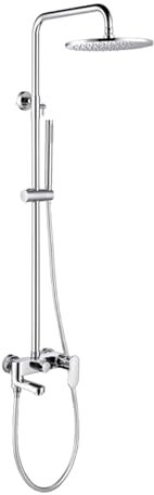 BiaoTeng Colonne de Douche Fixation Murale Réglable, Mitigeur Sortie d'eau 3 Fonctions Avec Douchette Laiton, Systèmes de Baignoire et de Douche, Chrome