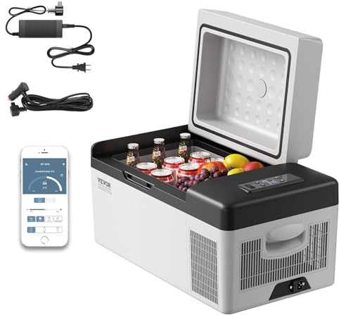 VEVOR SH-C20 21 Quart(20 Liter), 12 Volt App Control(-4℉~68℉), Electric Compressor Cooler with 12/24v DC & 110-240v AC for Camping, Travel, Outdoor or Home Use, 21QT