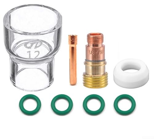 Für Kurzgaslinsen, WIG-Schweißset, 8-teiliges Set für WP 17/18/26 Taschenlampe, hitzebeständige O-Ringe, 12 Glas