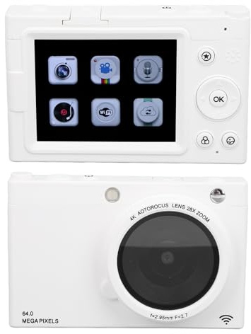 Digital Camera for Photography, Autofocus 64MP Vlogging Camera with 2.83in 28X Digital Zoom, 4K HD Retro Compact Small Camera with Flash, Anti-Shake