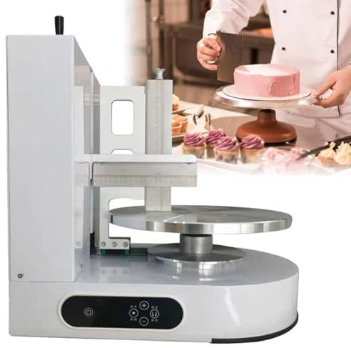 CFDZCP Cake Making Smoothing Machine 4-12in Birthday Cake Cream Smooth Coating Decoration Machine，Portable Cake Icing Machine Adjustable Cake Icing Smoother Tool Baking Birthday Cake Tools(White)