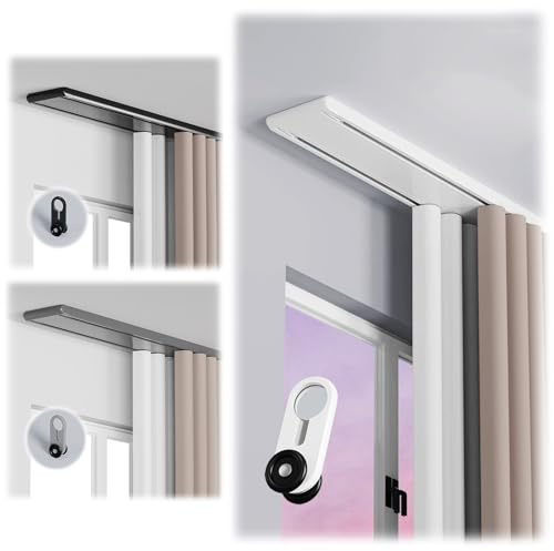 Double Curtain Track Conjoined Curtain Rails Ceiling Mount Aluminum Alloy Silence Track With Steel Sheet Pulley Ceiling Track For Living Room Bedroom Room Divider(Cream,190cm)